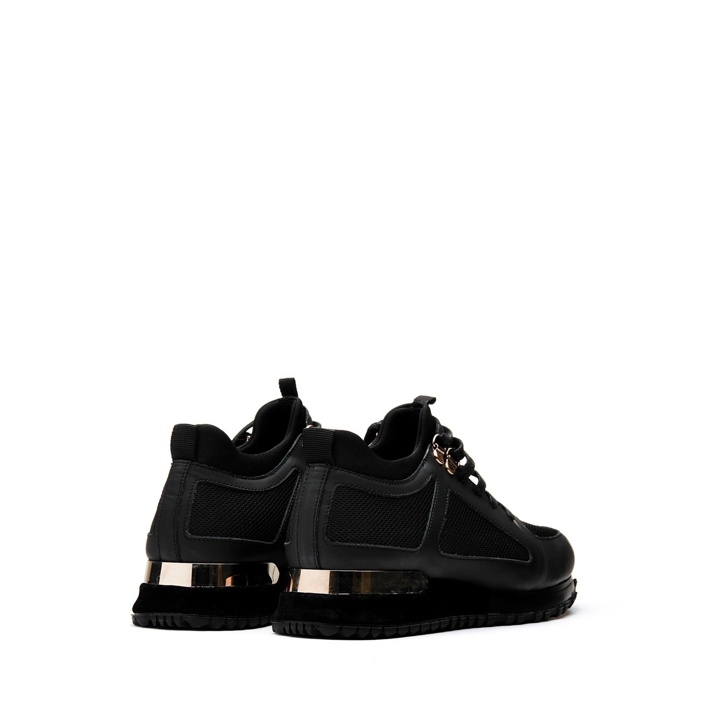black trainers with rose gold