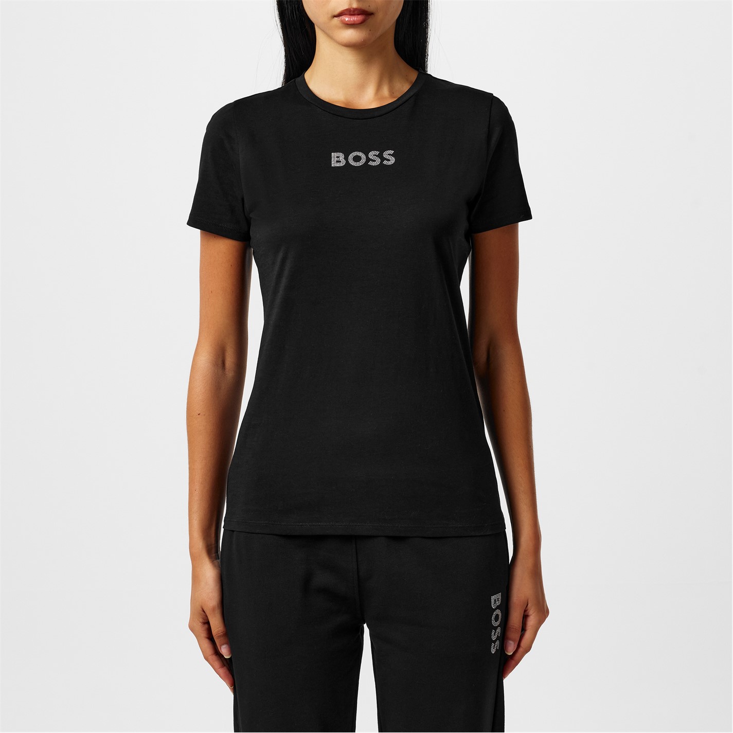Boss Diamante Logo T Shirt Cruise Fashion