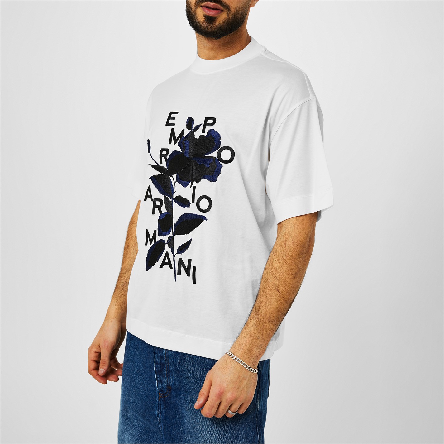 EMPORIO ARMANI Embroidered Floral T Shirt