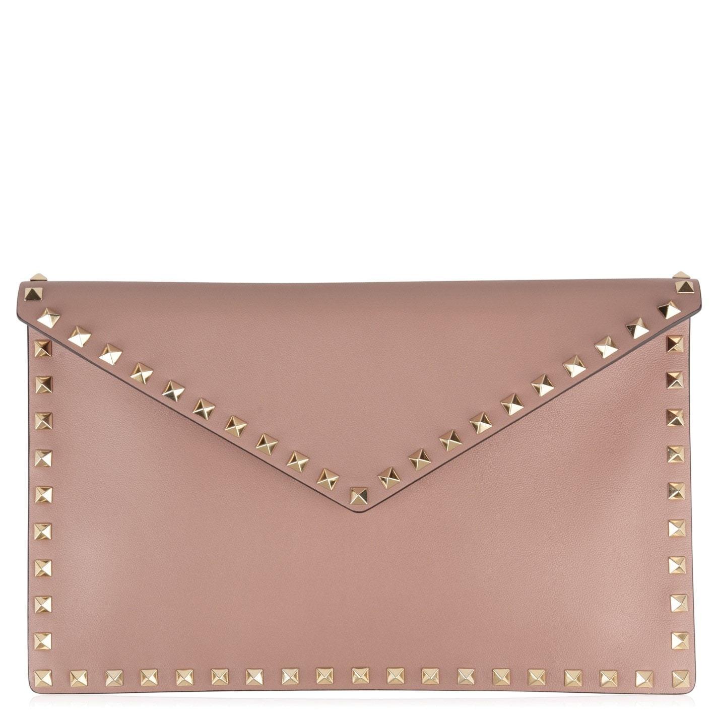 VALENTINO GARAVANI Rockstud Grainy Calfskin Envelope Pouch