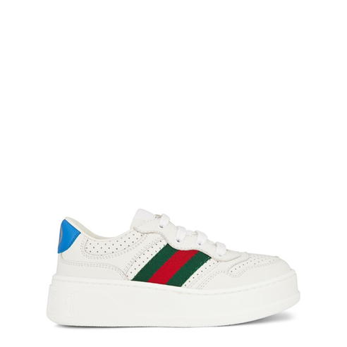 GUCCI - Childrens Leather Webbed Sneakers