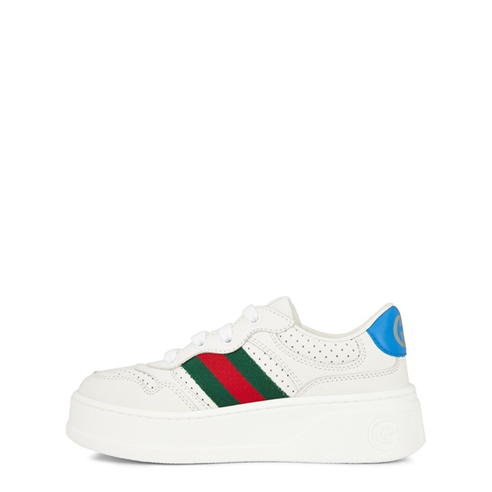 GUCCI - Childrens Leather Webbed Sneakers