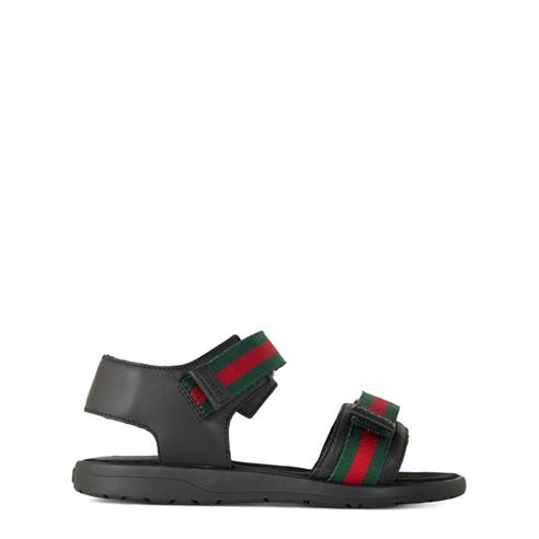 GUCCI - Junior Webbed Leather Sandals