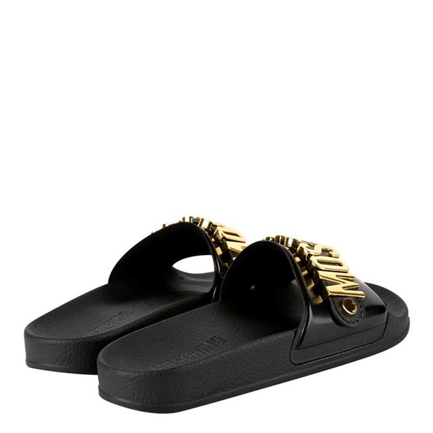 moschino black and gold sliders