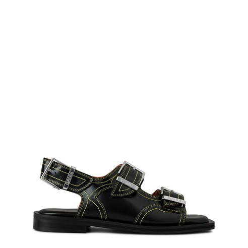 GANNI - Embroidered Western Leather Sandals