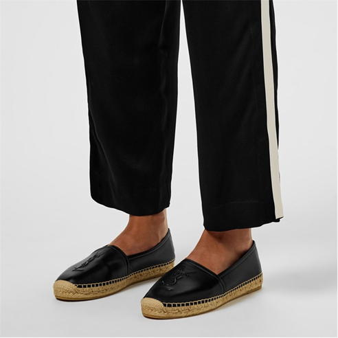 SAINT LAURENT - Leather Logo Slip Ons