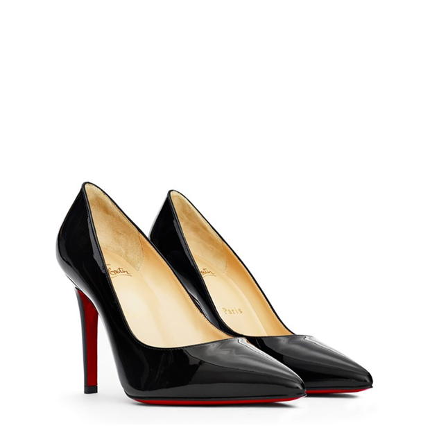christian louboutin black pigalle pointed toe leather pumps