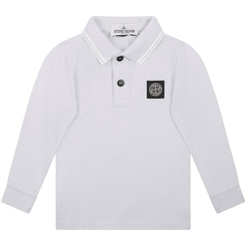 STONE ISLAND - Junior Patch Logo Long Sleeve Polo Shirt
