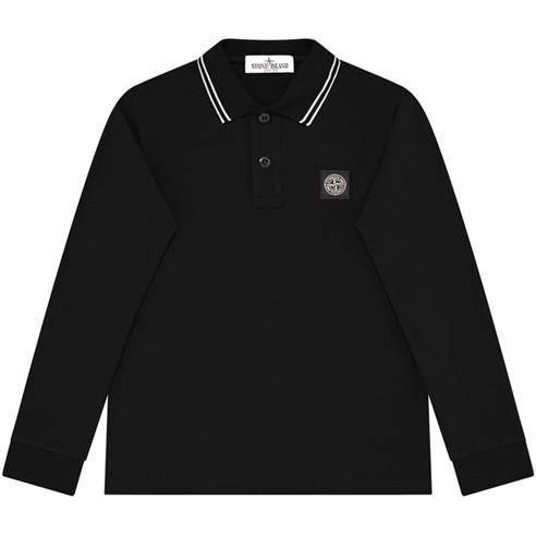 STONE ISLAND - Junior Patch Logo Long Sleeve Polo Shirt