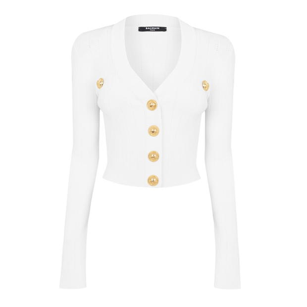 BALMAIN - Crop Button Cardigan
