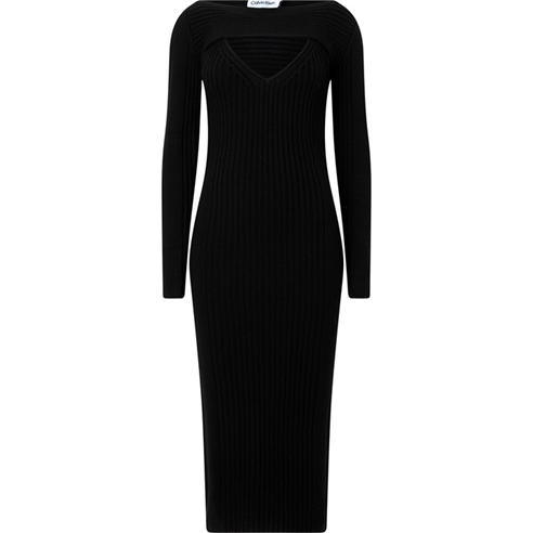 Calvin Klein - SOFT WOOL RIB LAYERED KNIT DRESS