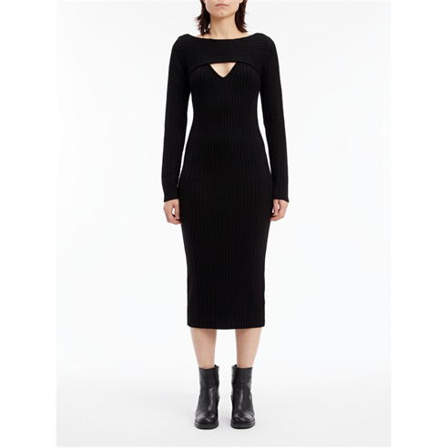 Calvin Klein - SOFT WOOL RIB LAYERED KNIT DRESS