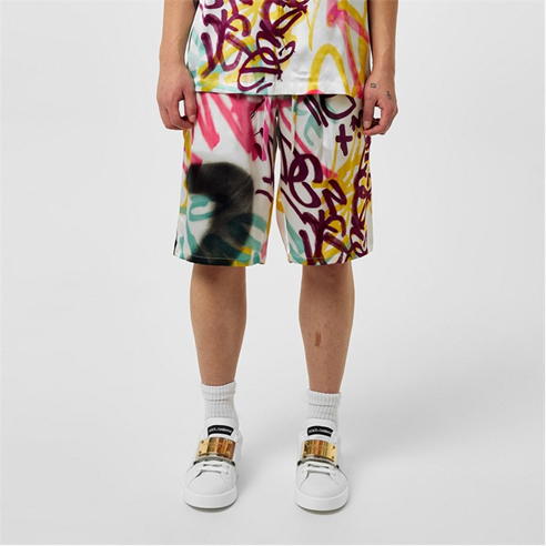 DOLCE AND GABBANA - Graffiti Silk Shorts