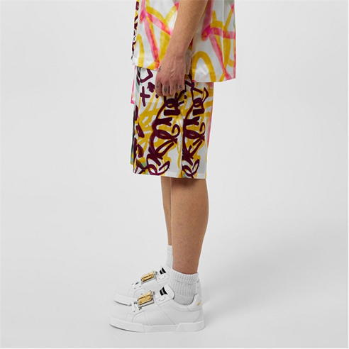DOLCE AND GABBANA - Graffiti Silk Shorts
