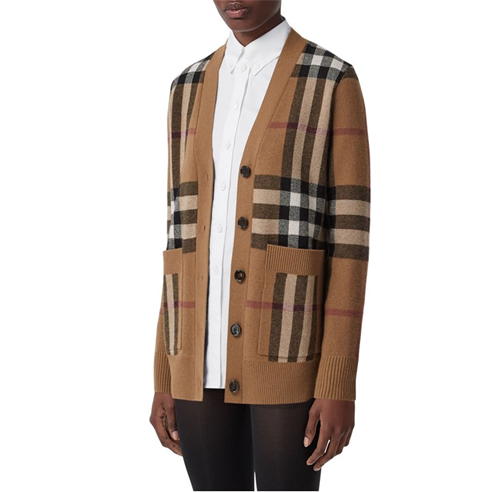 BURBERRY - Wool Cashmere Jacquard Cardigan