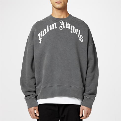 PALM ANGELS - Curved Logo Sweatshirt