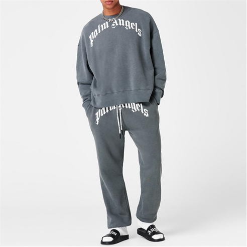 PALM ANGELS - Curved Logo Sweatshirt