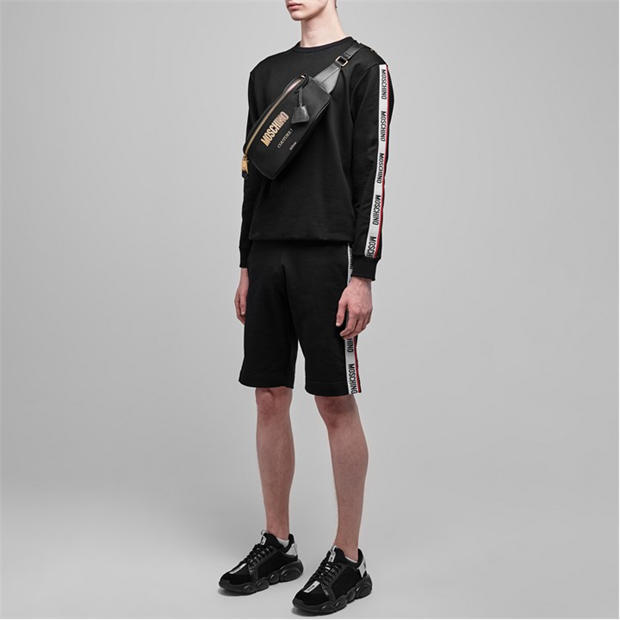 moschino logo shoulder crew neck sweatshirt