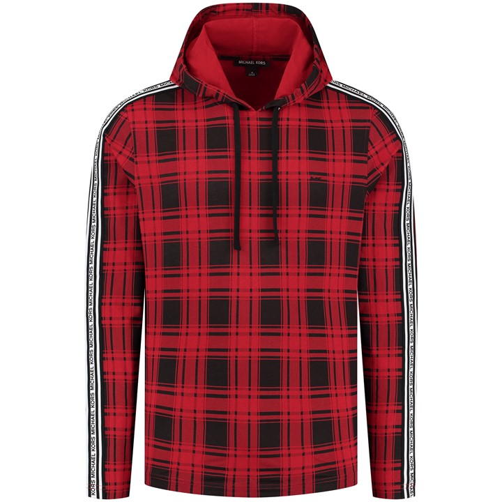 Michael Kors MK Plaid Print Hoodie - Red