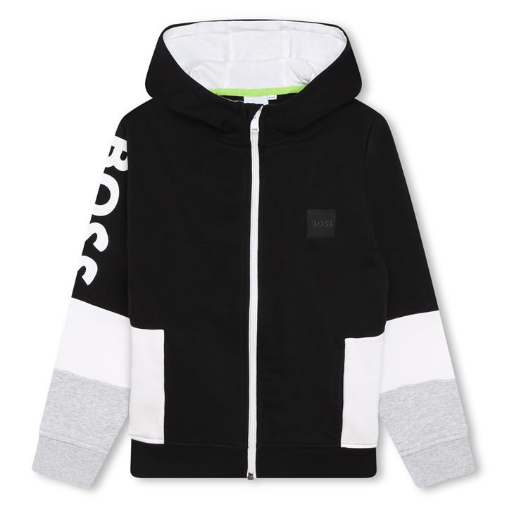 Boss Large Logo Zip Hoodie Juniors - Black