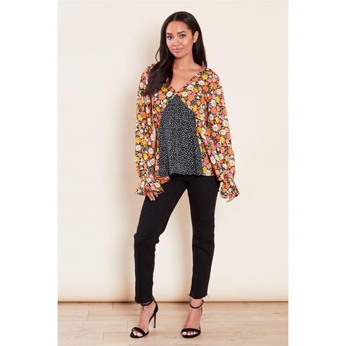 Hugo - Tunic Style Denim Print Blouse
