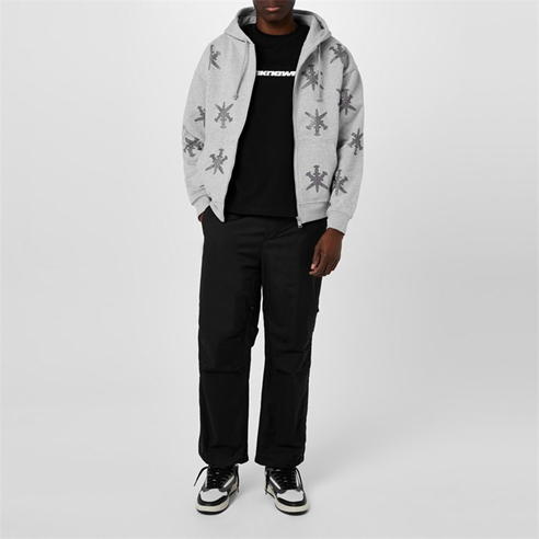 UNKNOWN LONDON - Rhinestone Zip Hoodie