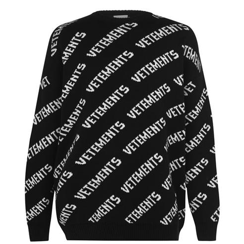 VETEMENTS - All Over Logo Crew Neck Jumper