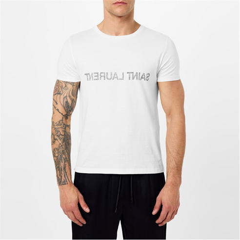 SAINT LAURENT - Short Sleeve Reverse Logo T Shirt