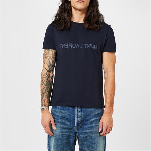 SAINT LAURENT - Short Sleeve Reverse Logo T Shirt