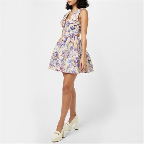ZIMMERMANN - Sleeveless V Neck Floral  Minidress