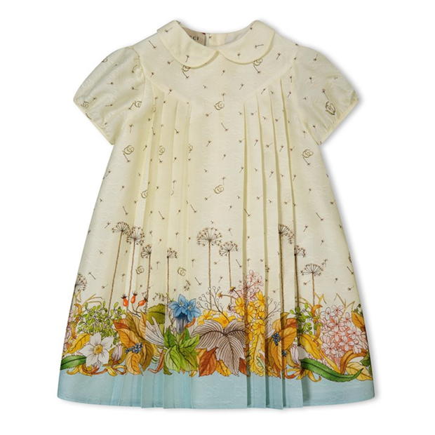 GUCCI Printed Gg Cotton Jacquard Dress Infant Girls