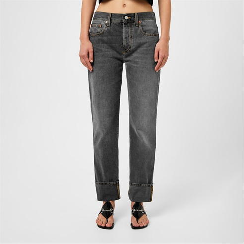 GUCCI - Denim Trouser With Retro Square Crystal G