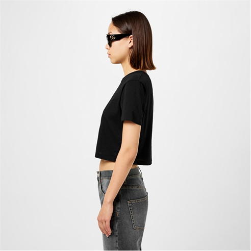 GUCCI - Cropped T-Shirt With Crystal G Logo