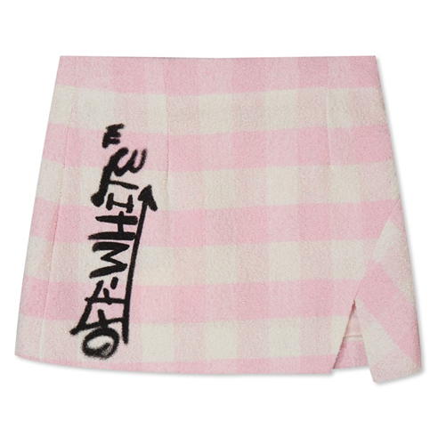 OFF WHITE - Checked Boucle Graffiti Skirt Junior