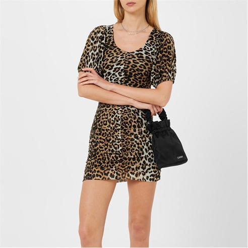 GANNI - Ruched Mesh Mini Dress