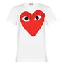 White - COMME DES GARCONS PLAY - Double Heart T Shirt