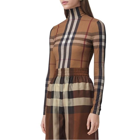 BURBERRY - Emery Check Long Sleeve Top