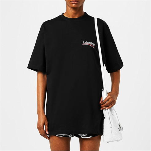 BALENCIAGA - Political Embroidered Logo Oversized T Shirt