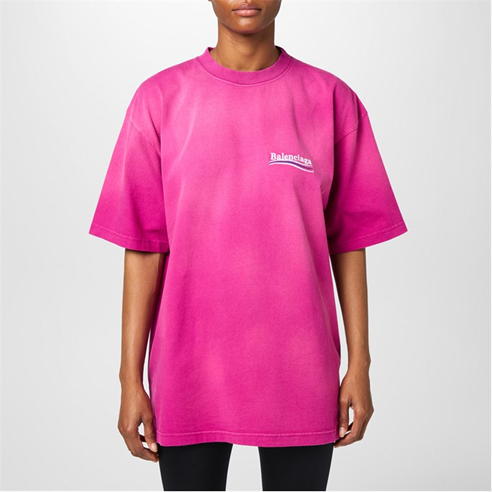 BALENCIAGA - Political Embroidered Logo Oversized T Shirt