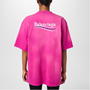 Pink 5282 - BALENCIAGA - Political Embroidered Logo Oversized T Shirt
