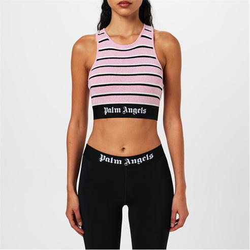 PALM ANGELS - Striped Knit Logo Top