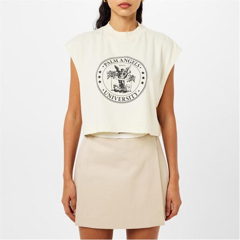 PALM ANGELS - College Logo Print Muscle T Shirt