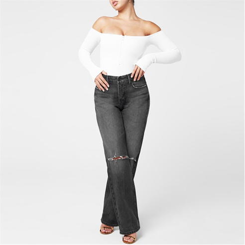 GOOD AMERICAN - Good 90s Knee Ripped Jeans