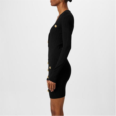 BALMAIN - Knitted Gold Button Dress