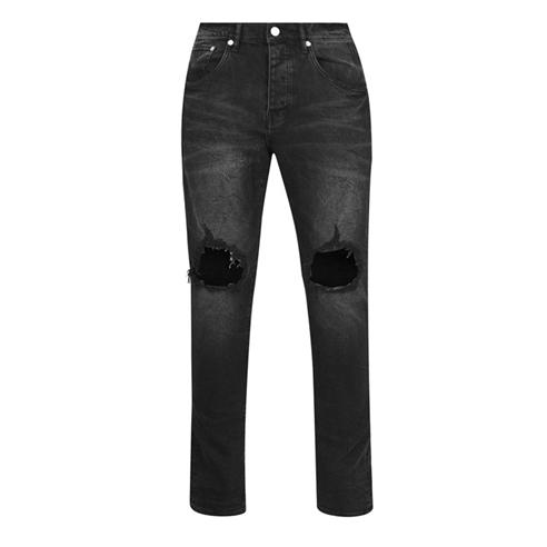 PURPLE BRAND - Mid Rise Distressed Jeans