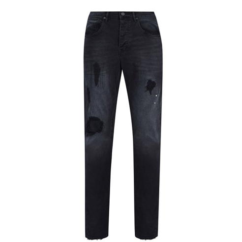 PURPLE BRAND - Mid Rise Distressed Jeans