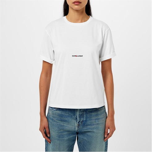 SAINT LAURENT - Crew Neck Logo T Shirt