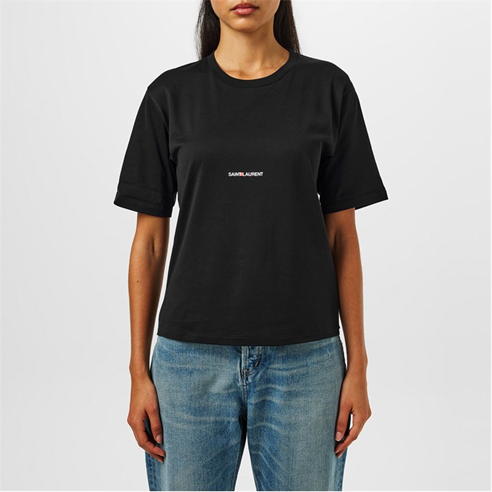 SAINT LAURENT - Crew Neck Logo T Shirt