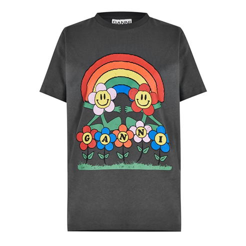 GANNI - Rainbow Graphic Print T Shirt