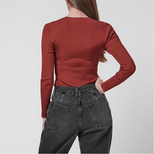 GOOD AMERICAN - Ribbed Long Sleeve Bodysuit